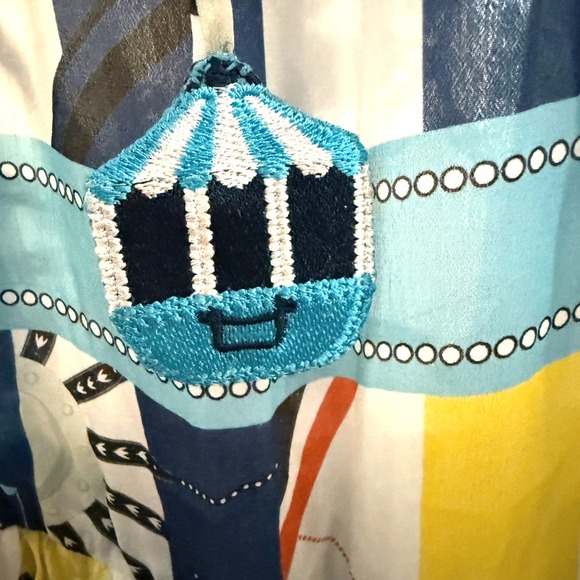 NWT TAJ by Sabrina Crippa‎ Mini Dress Women's Blue Print Size L - Picture 13 of 13